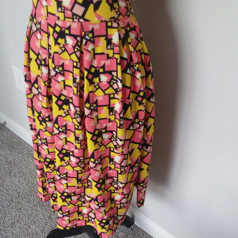 Lularoe Amelia Pattern Midi Dress Pockets Large - Picture 4 of 8